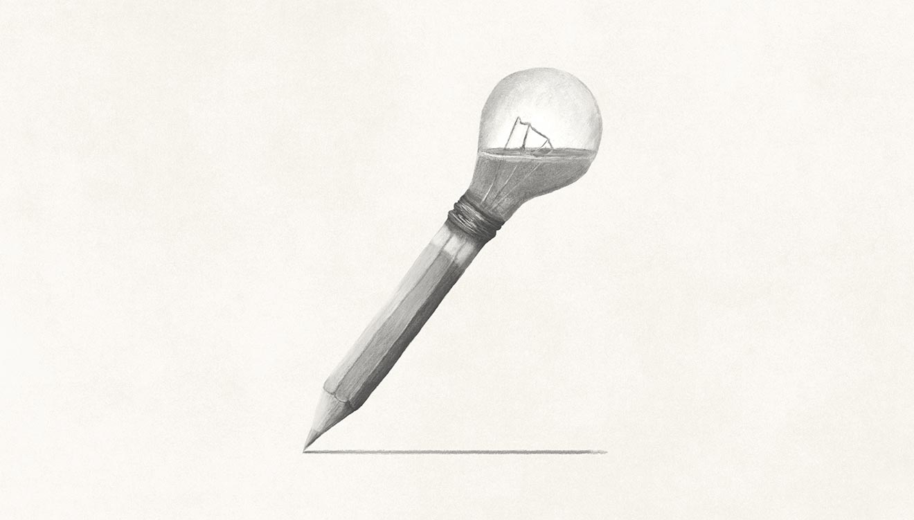 Pencil with a light bulb
