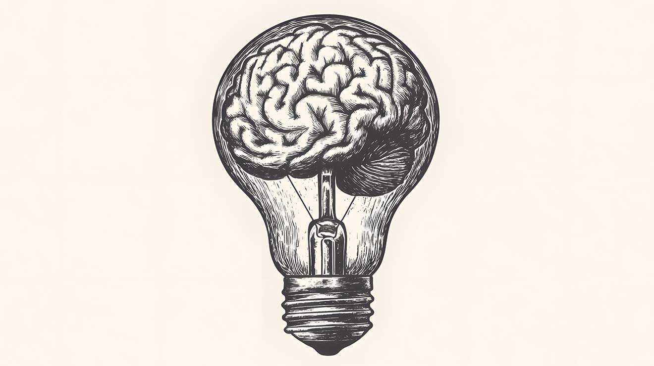 illustration of a brain in a lightbulb